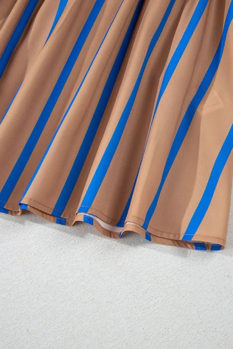 Love Salve Khaki Stripe Dress Women's Plus Size Babydoll Dress Cute & Comfy