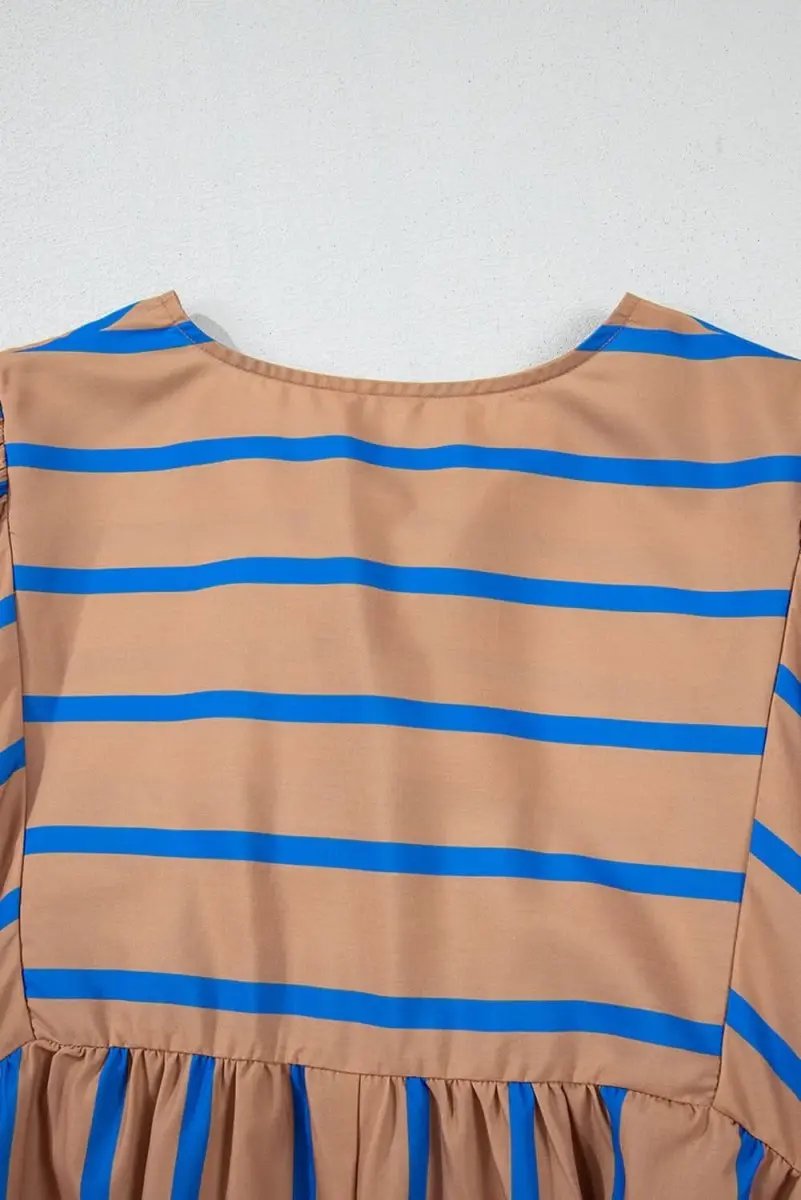 Love Salve Khaki Stripe Dress Women's Plus Size Babydoll Dress Cute & Comfy