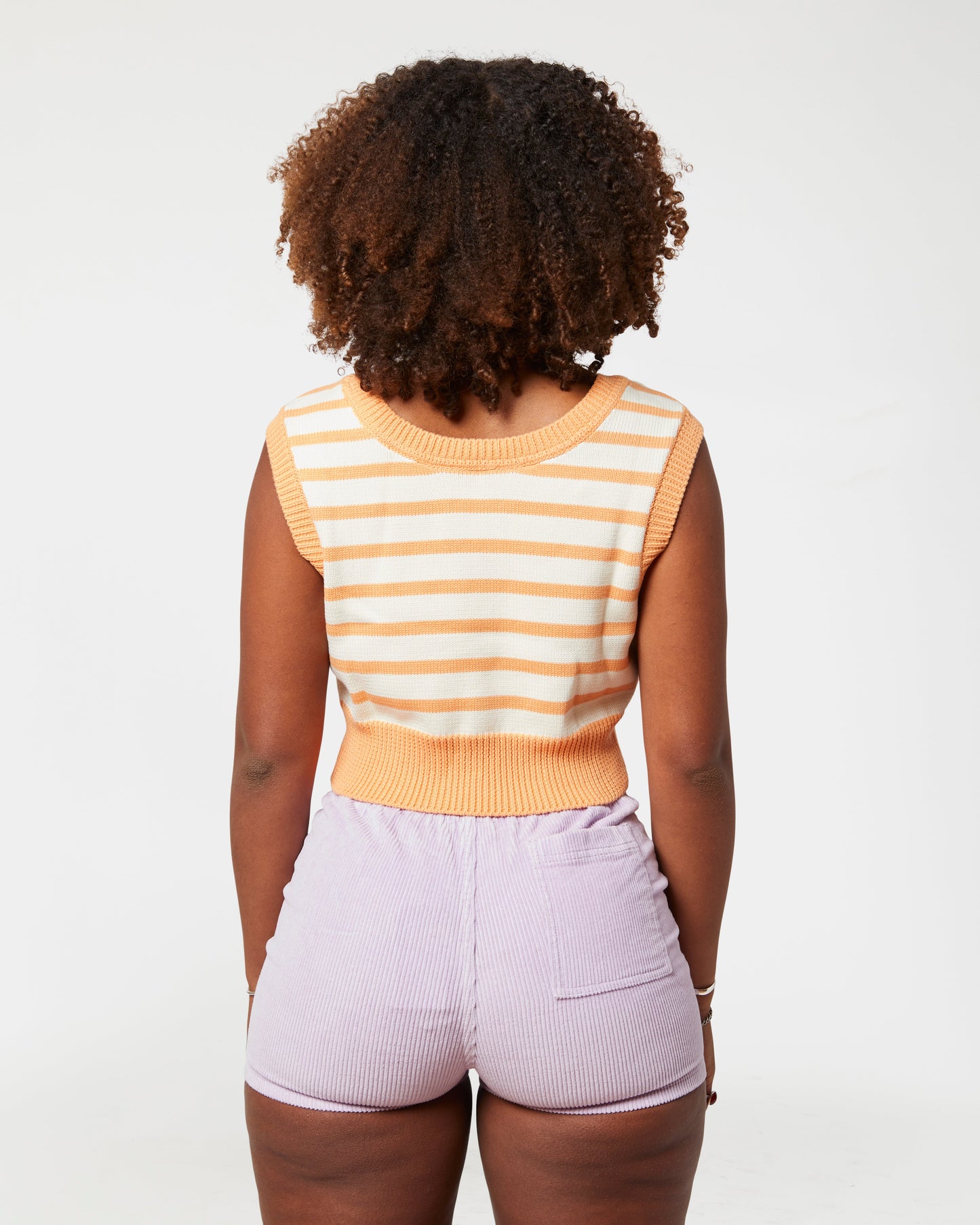 Knit Crop Top (Peach/Cream)