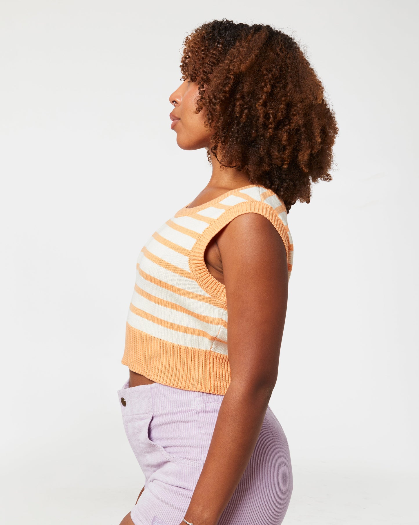 Knit Crop Top (Peach/Cream)