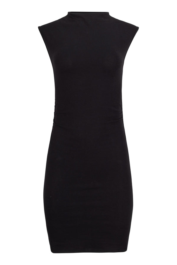 Kara Cotton Mock Neck Ruched Mini Dress