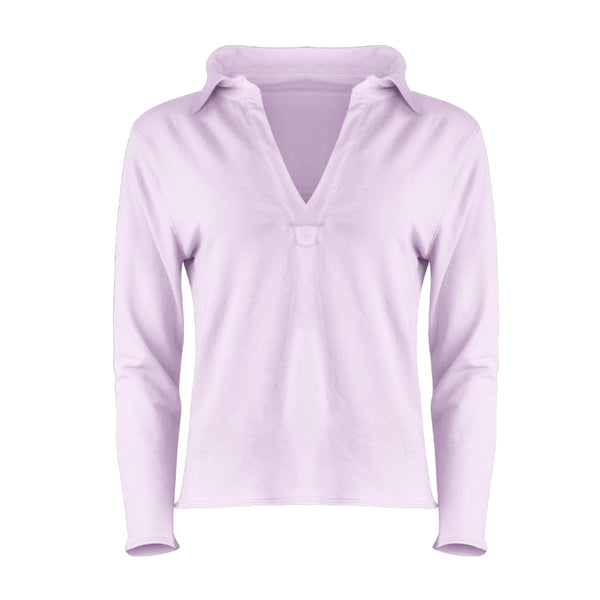 Khloe Cotton V-Neck Henley - Quartz
