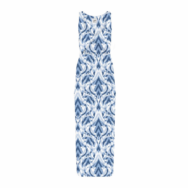 Krista Twist Dress - Blue Ikat