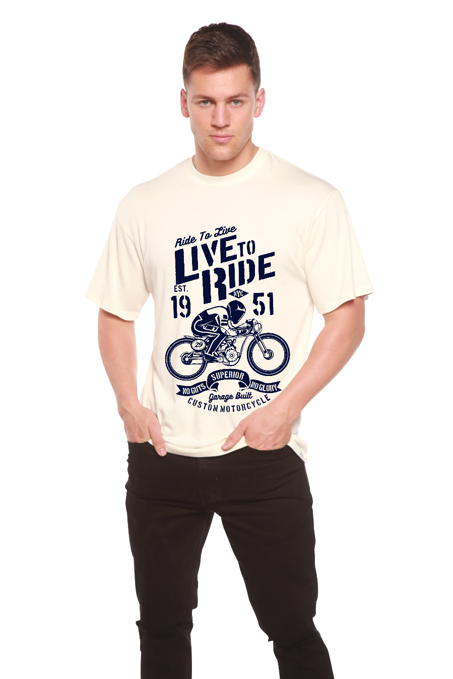 Live To Ride Men's Bamboo Viscose/Organic Cotton Short Sleeve Graphic T-Shirt