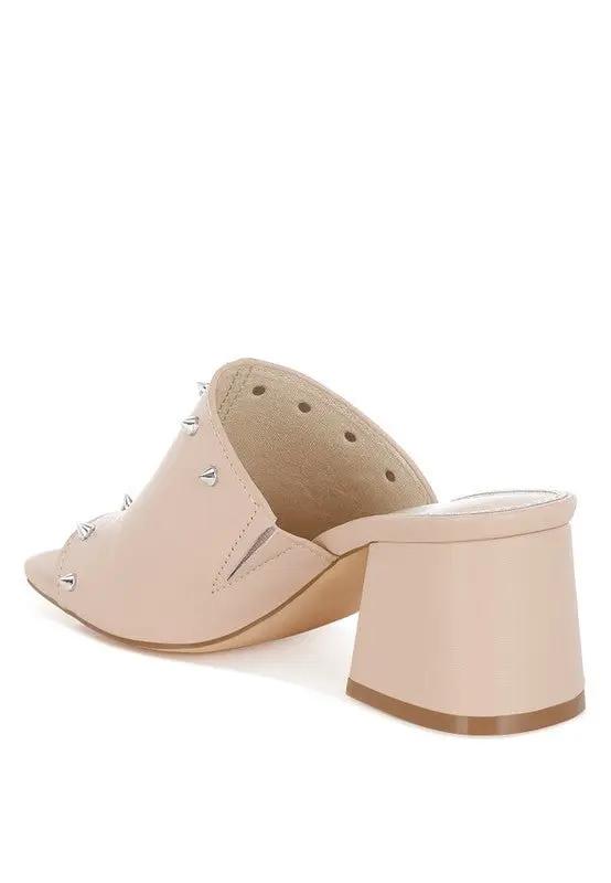 Rag Company Lomela Stud Embellished Block Heel Mules for Casual Wear