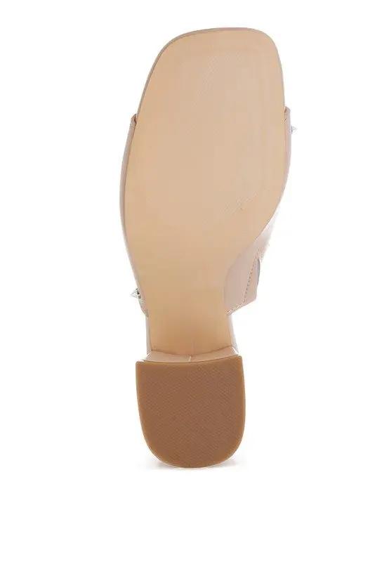 Rag Company Lomela Stud Embellished Block Heel Mules for Casual Wear
