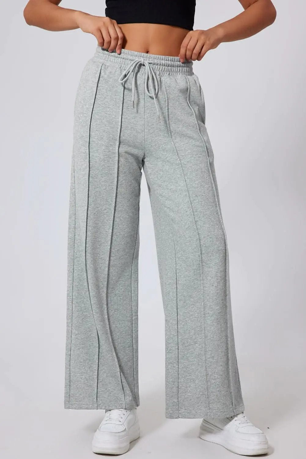 Love Salve Gray Wide Leg Women's Sweatpants Trendy High Waist Comfort