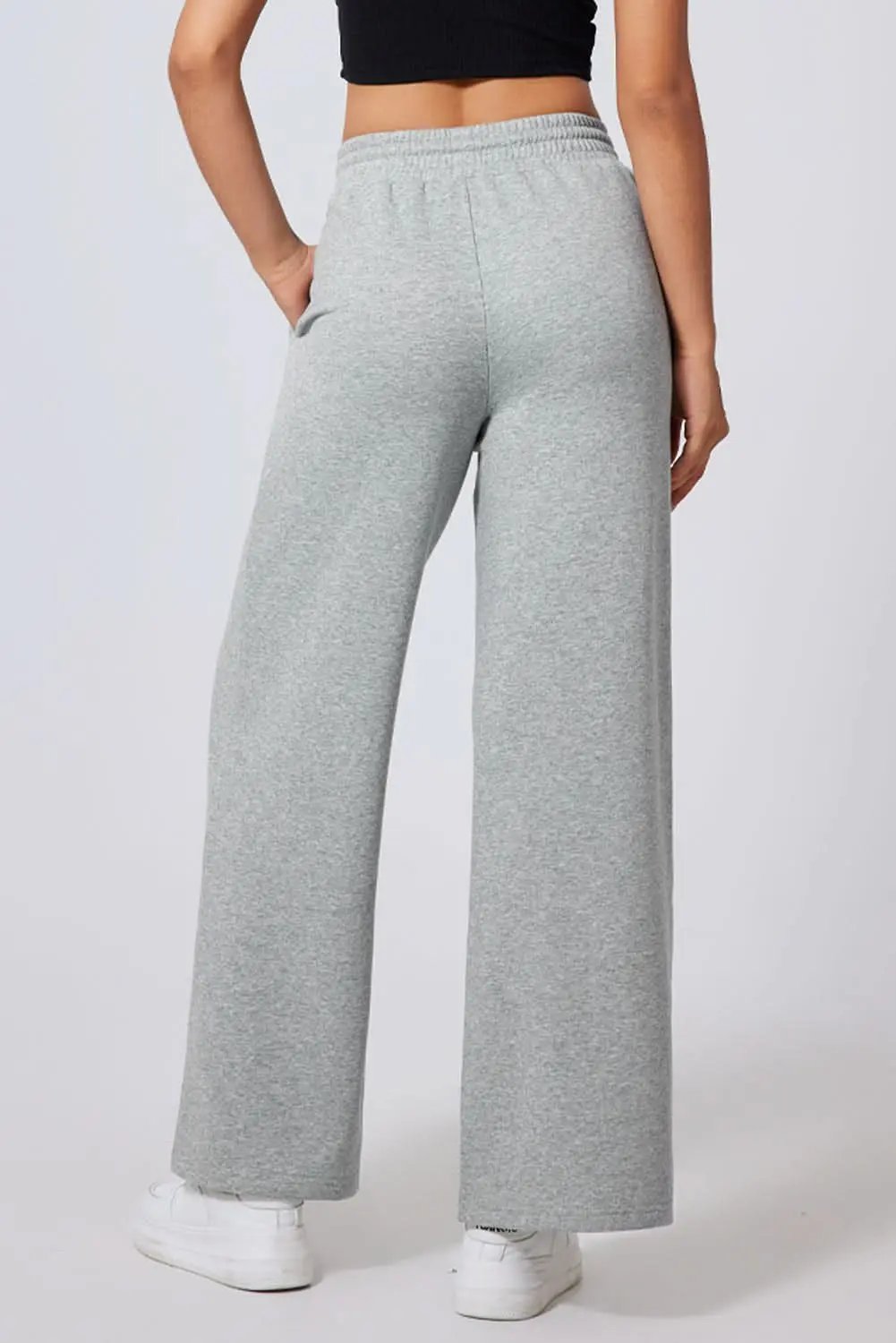 Love Salve Gray Wide Leg Women's Sweatpants Trendy High Waist Comfort