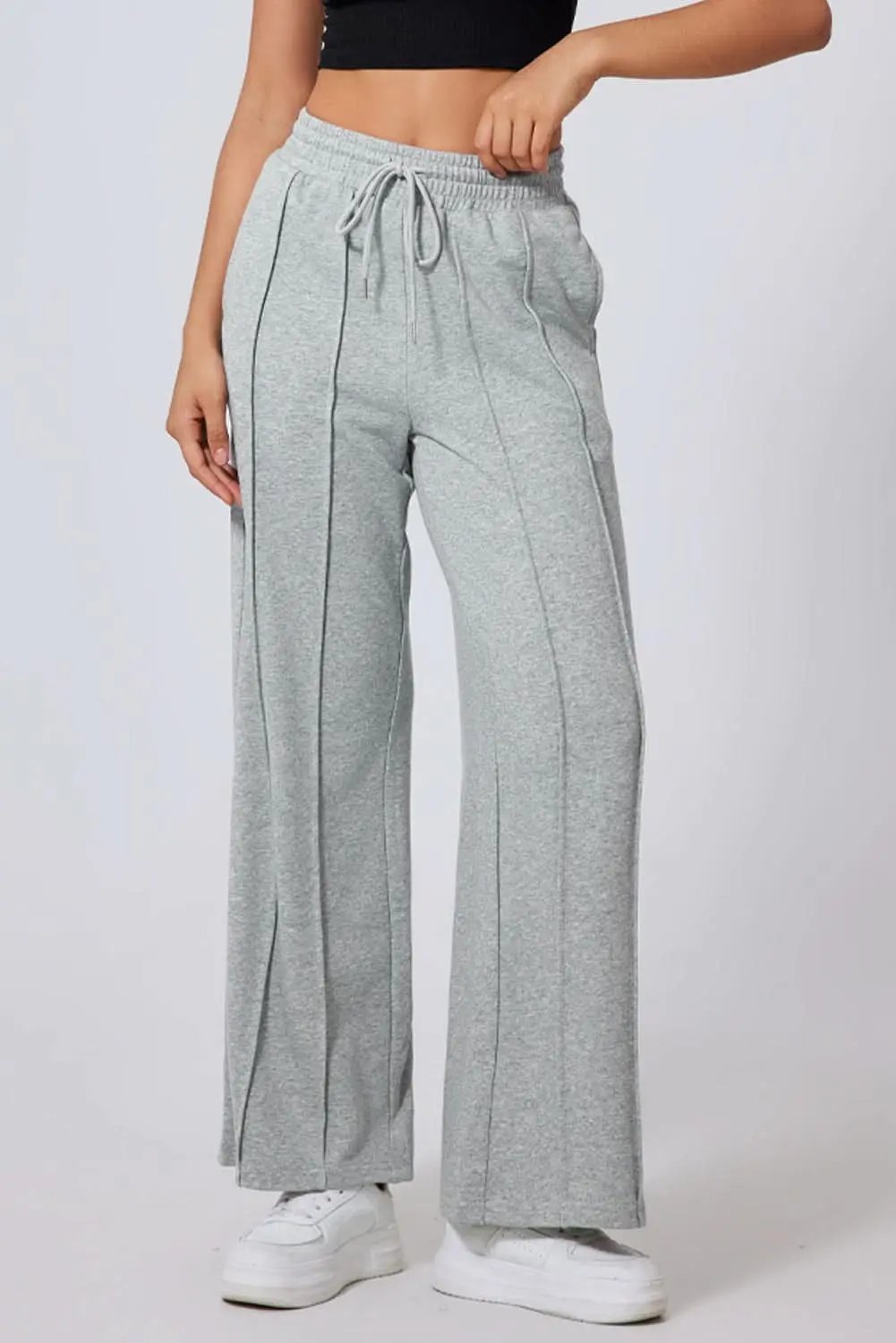 Love Salve Gray Wide Leg Women's Sweatpants Trendy High Waist Comfort