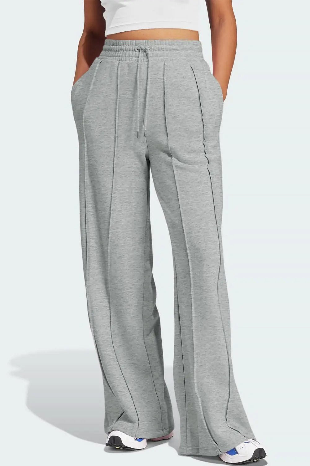 Love Salve Gray Wide Leg Women's Sweatpants Trendy High Waist Comfort
