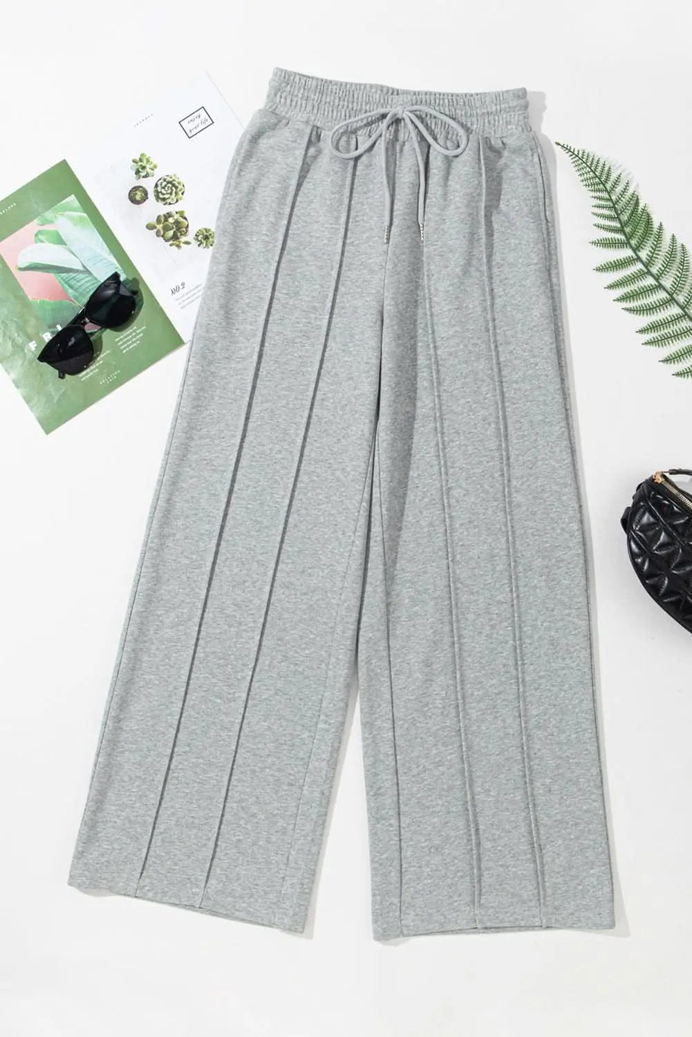 Love Salve Gray Wide Leg Women's Sweatpants Trendy High Waist Comfort