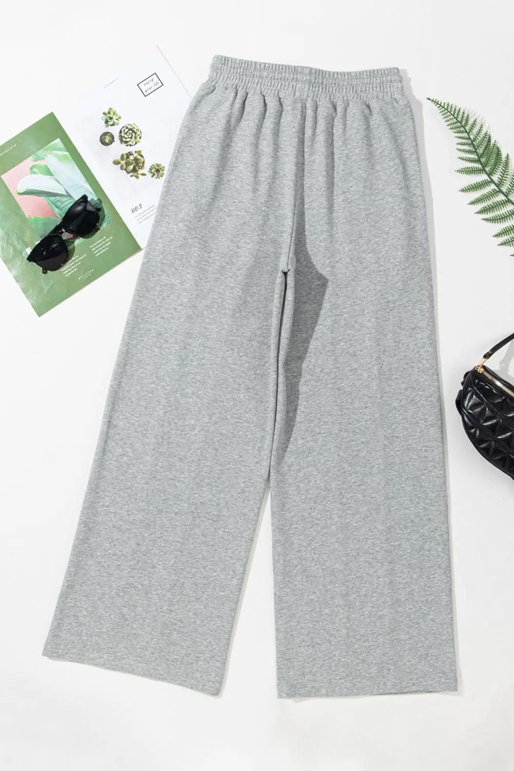 Love Salve Gray Wide Leg Women's Sweatpants Trendy High Waist Comfort