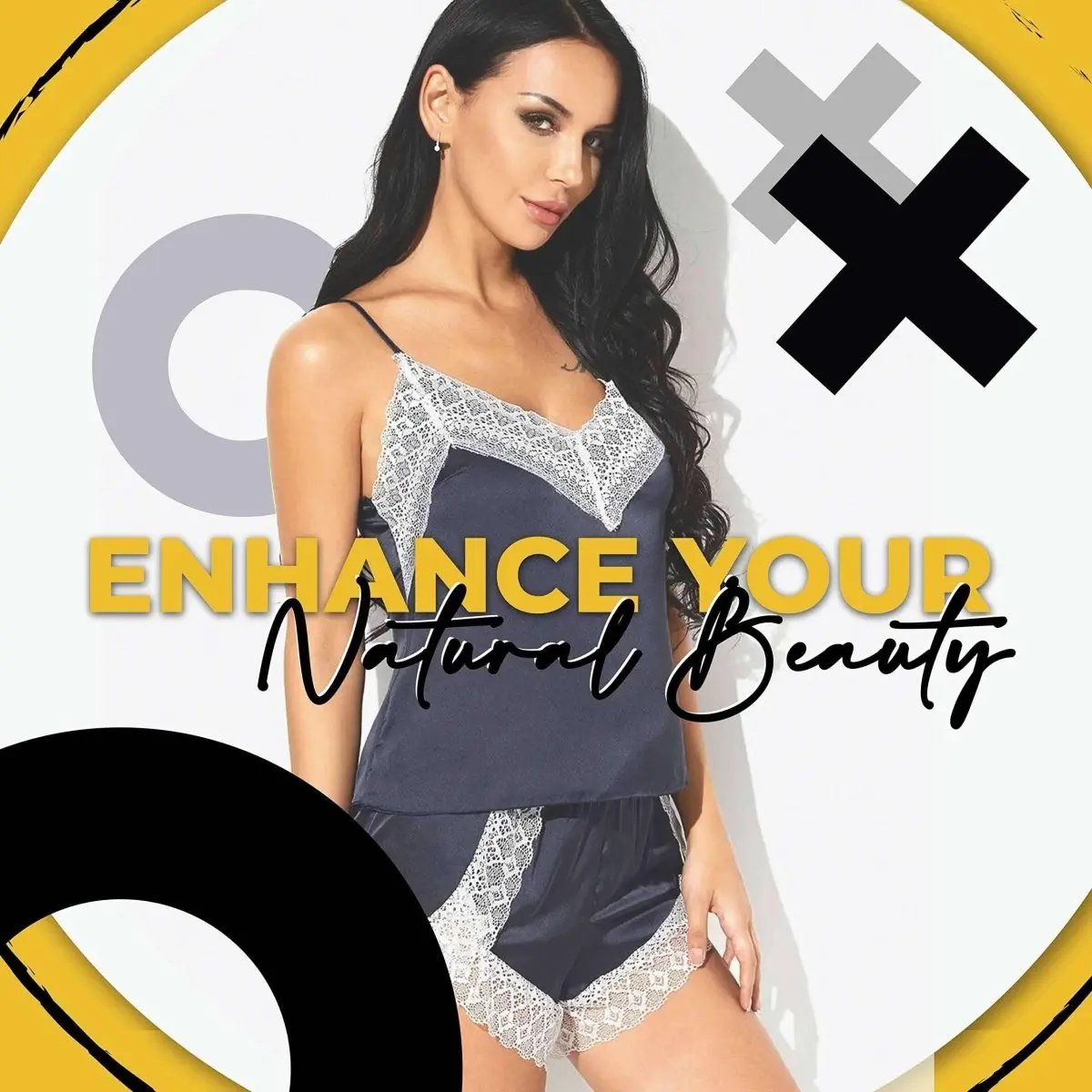 Women's Silk Babydoll Cami - Sleeveless Lingerie Nightwear