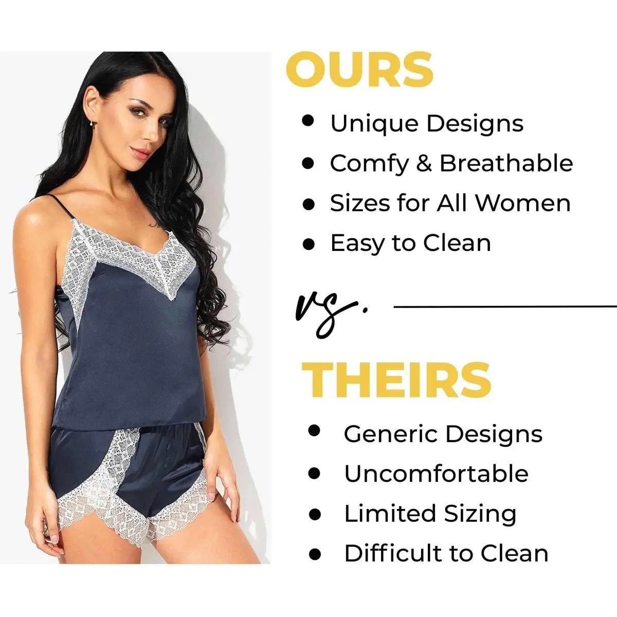 Women's Silk Babydoll Cami - Sleeveless Lingerie Nightwear