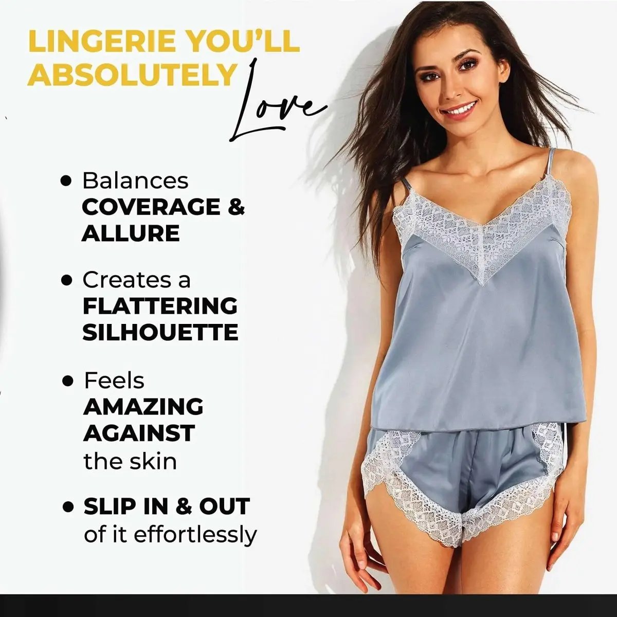 Women's Silk Babydoll Cami - Sleeveless Lingerie Nightwear