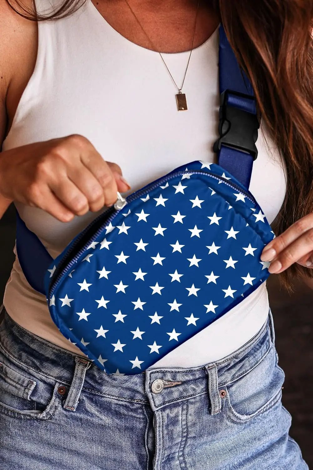 Love Salve Blue Star Bag Women's Casual Crossbody Patriotic Purse Trendy PU Leather