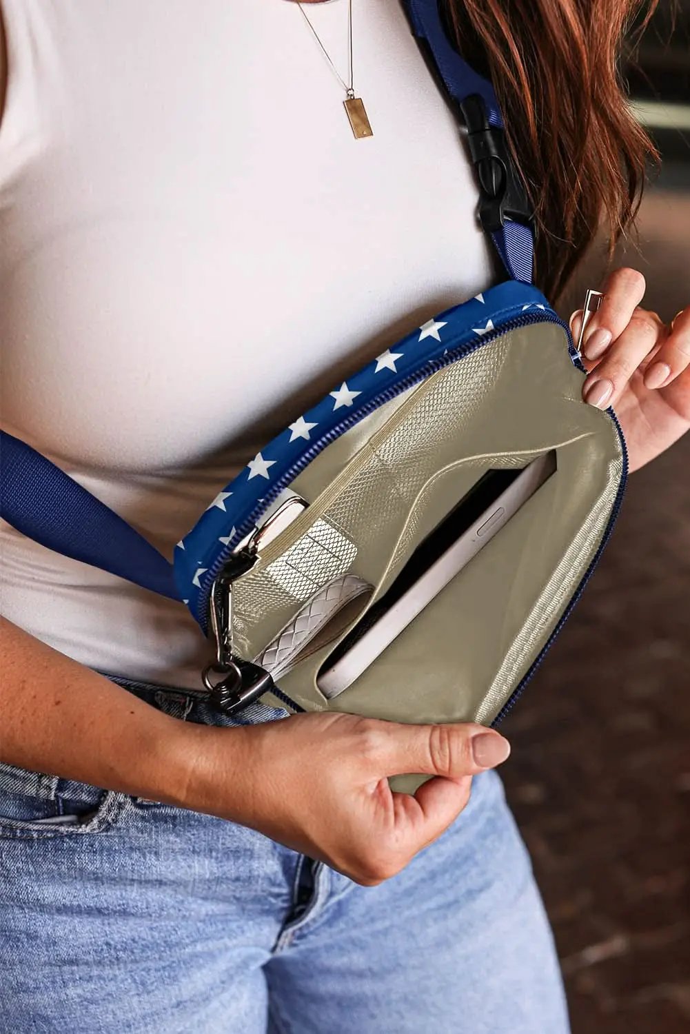 Love Salve Blue Star Bag Women's Casual Crossbody Patriotic Purse Trendy PU Leather