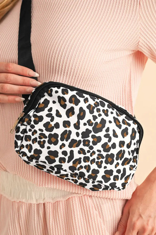 Crossbody Bag - Lightweight - White Cheetah Fashion