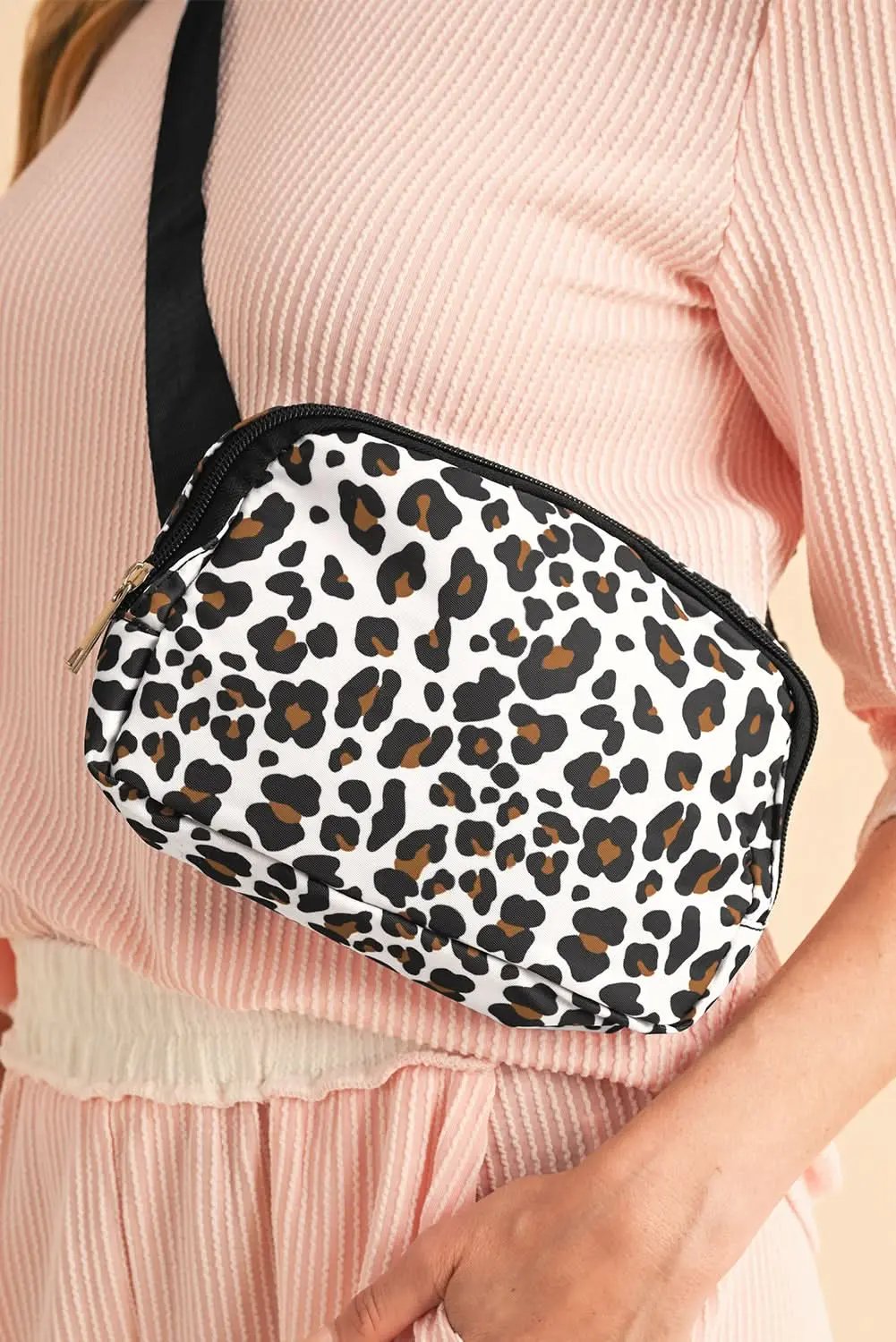 Crossbody Bag - Lightweight - White Cheetah Fashion