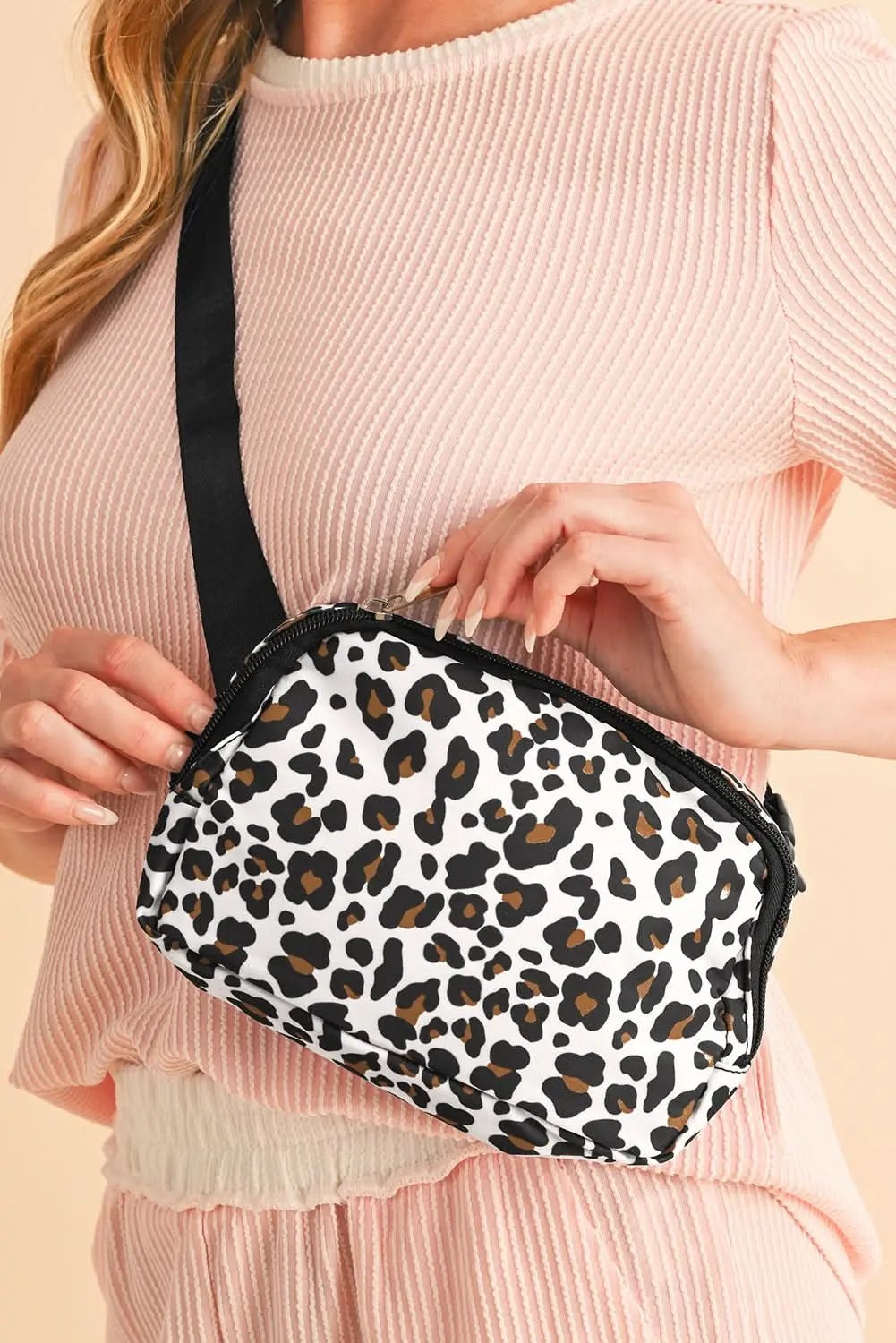 Crossbody Bag - Lightweight - White Cheetah Fashion