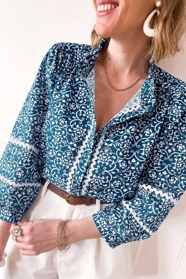 Women's Floral Button-Up Shirt - Lightweight & Elegant Spring Top