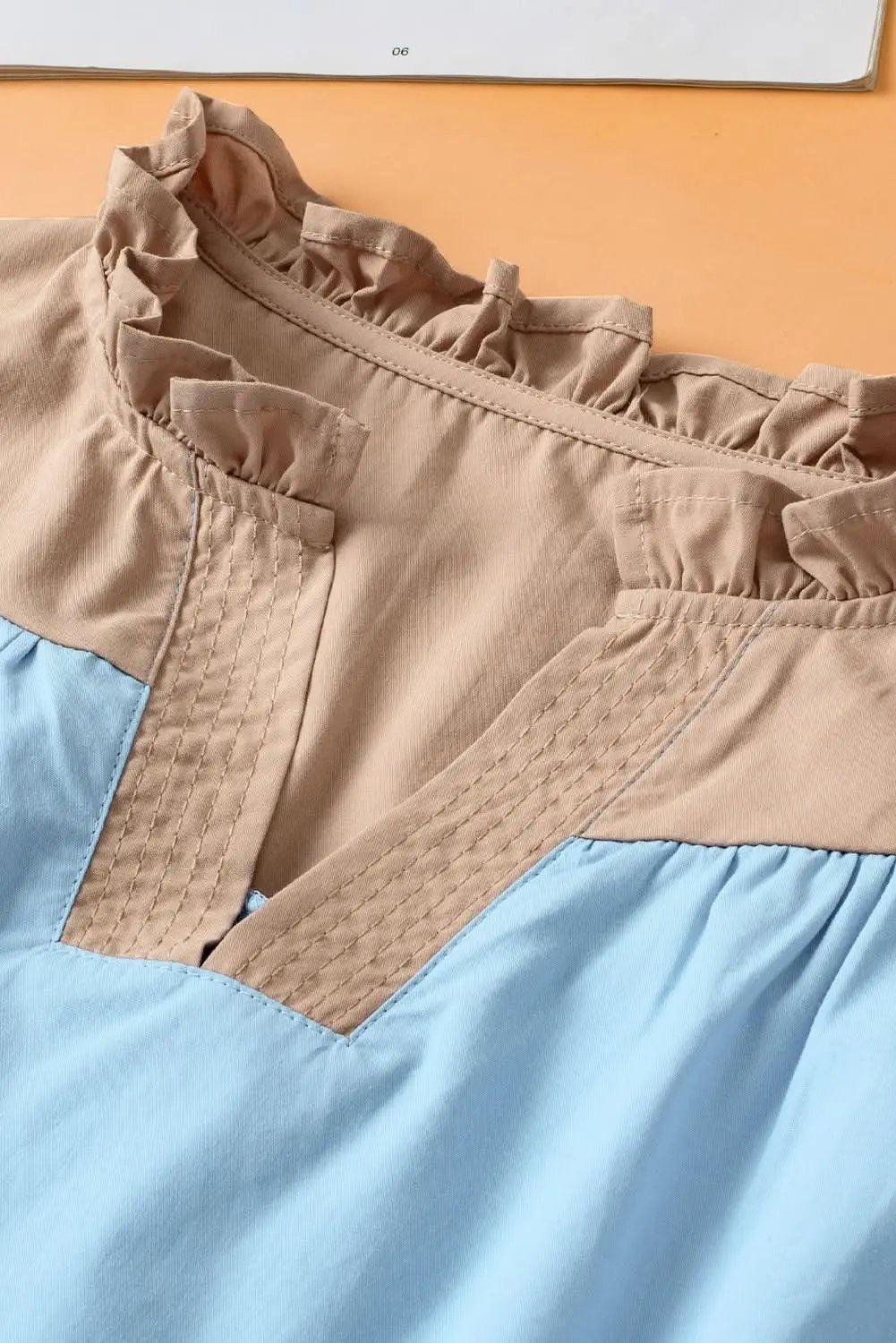 Love Salve Mist blue ruffled frill blouse