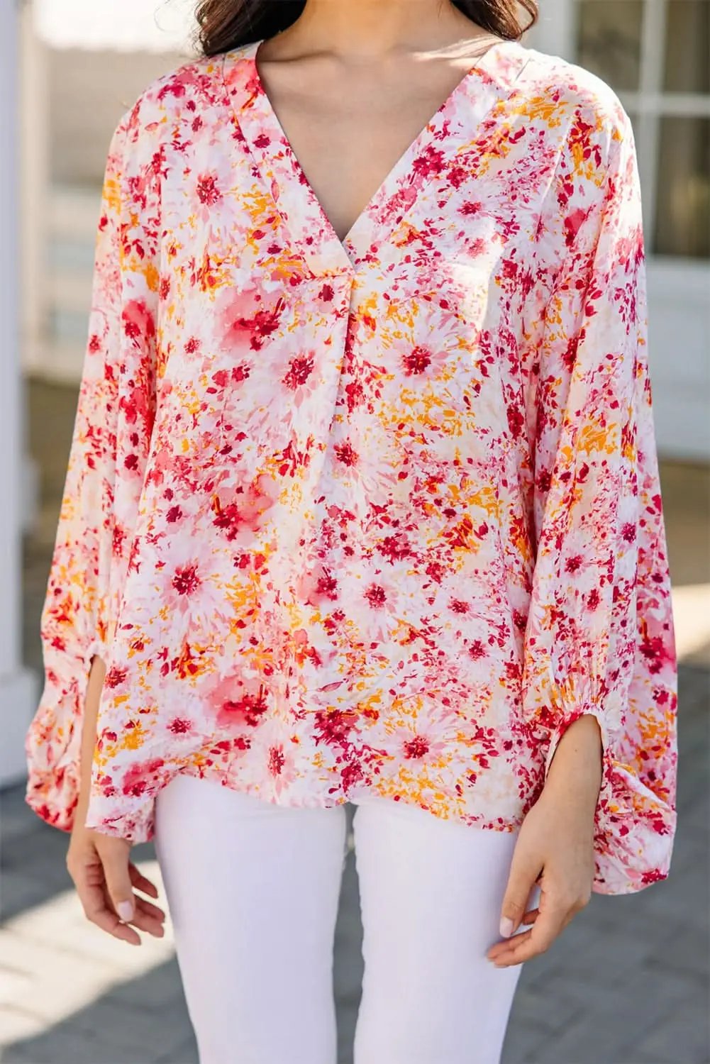 Love Salve Charming pink floral blouse