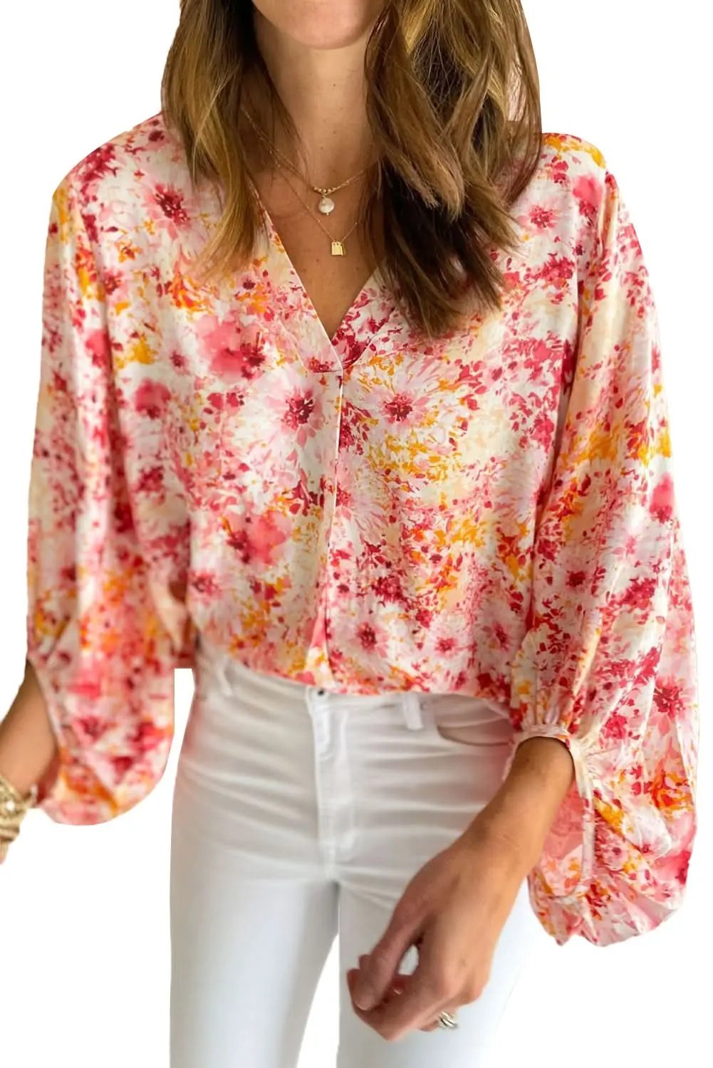 Love Salve Charming pink floral blouse