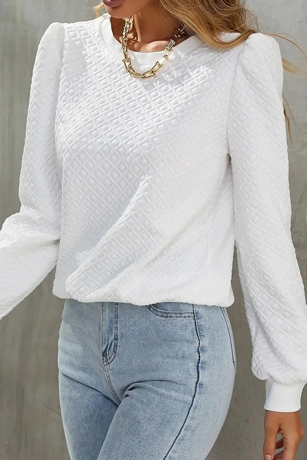 Love Salve Elegant white puff sleeve top