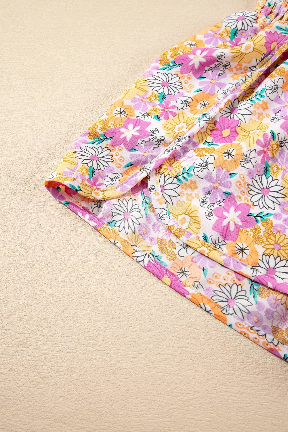 Love Salve Pink Boho Floral Shirred High Waist Casual Shorts