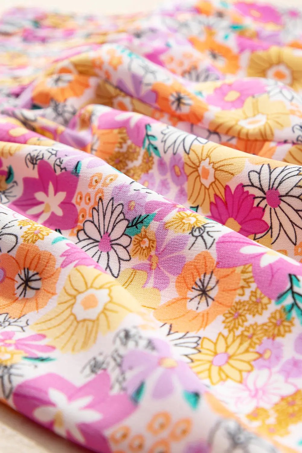 Love Salve Pink Boho Floral Shirred High Waist Casual Shorts