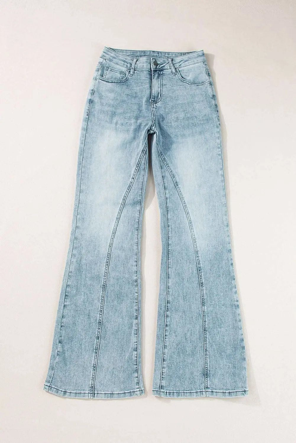 Love Salve Dusk Blue Denim Women's High-Rise Jeans: Edgy & Trendy Wide-Leg Style