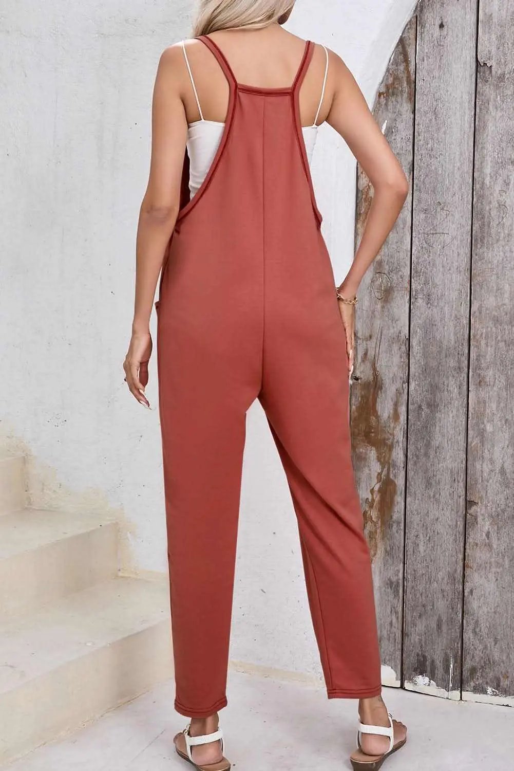 Love Salve Gold Flame Harem Pants Women's Jumpsuit Side Pockets Sleeveless