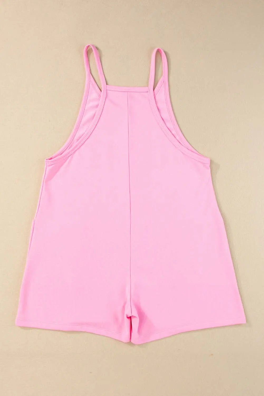 Love Salve Pink Sleeveless Pocketed V Neck Jersey Romper