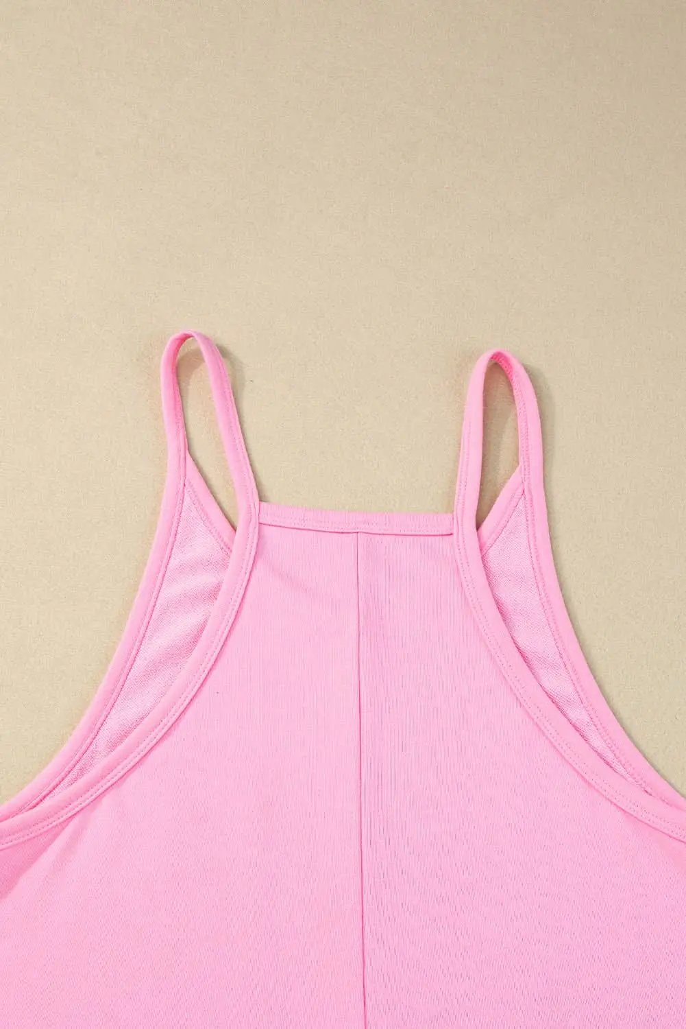 Love Salve Pink Sleeveless Pocketed V Neck Jersey Romper