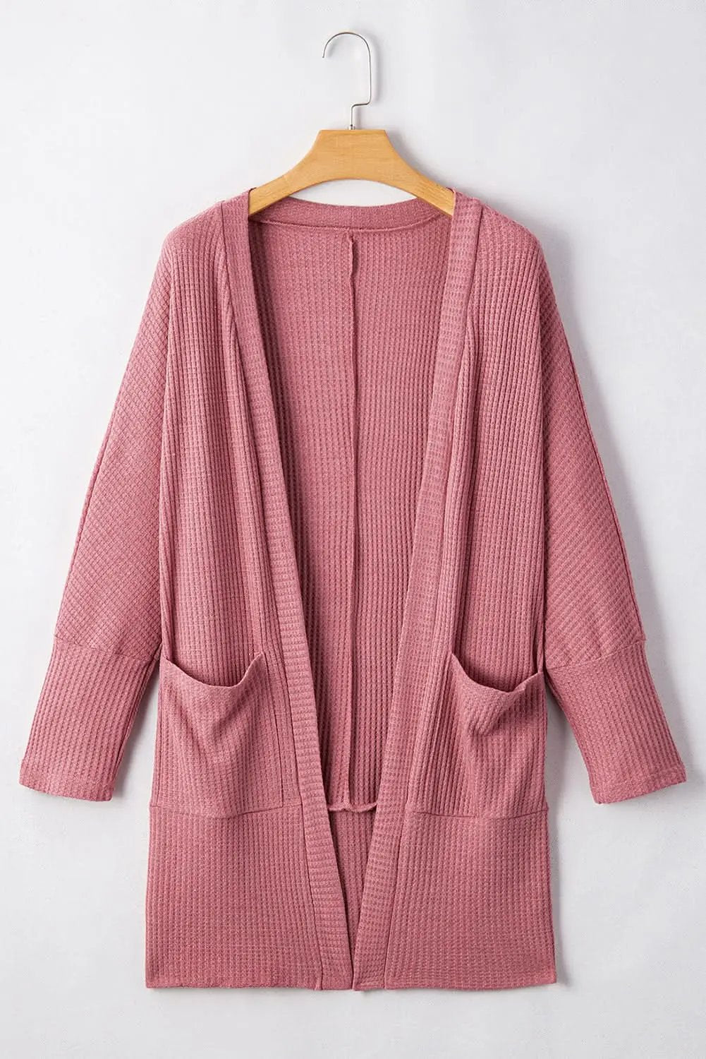 Love Salve Red Waffle Knit Cardigan Women's Daily Casual Knitwear - Soft & Cozy