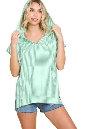 Love Salve Culture Code Full Size Striped Hooded Top