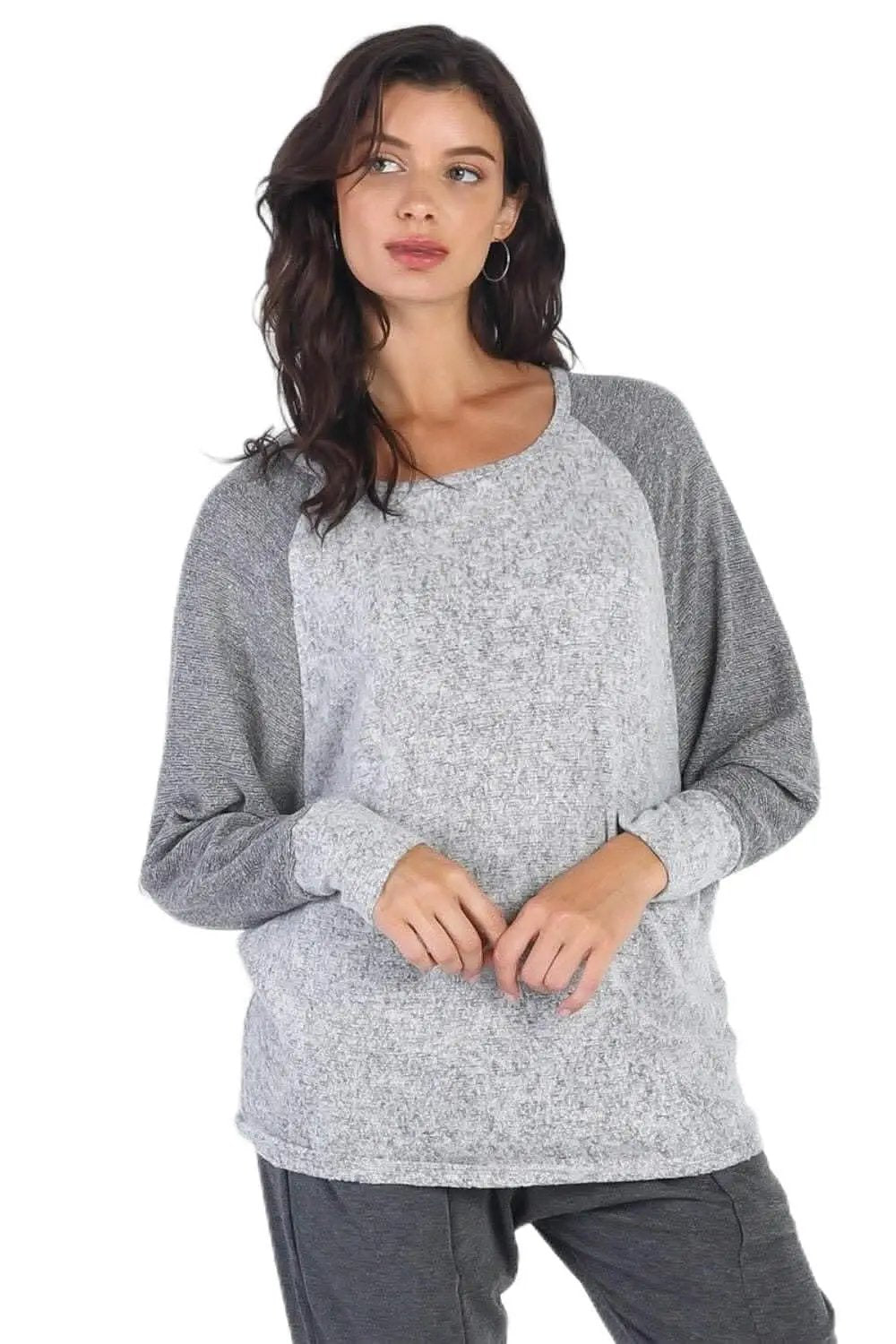 Love Salve Cherish Apparel grey contrast top - Premium Quality