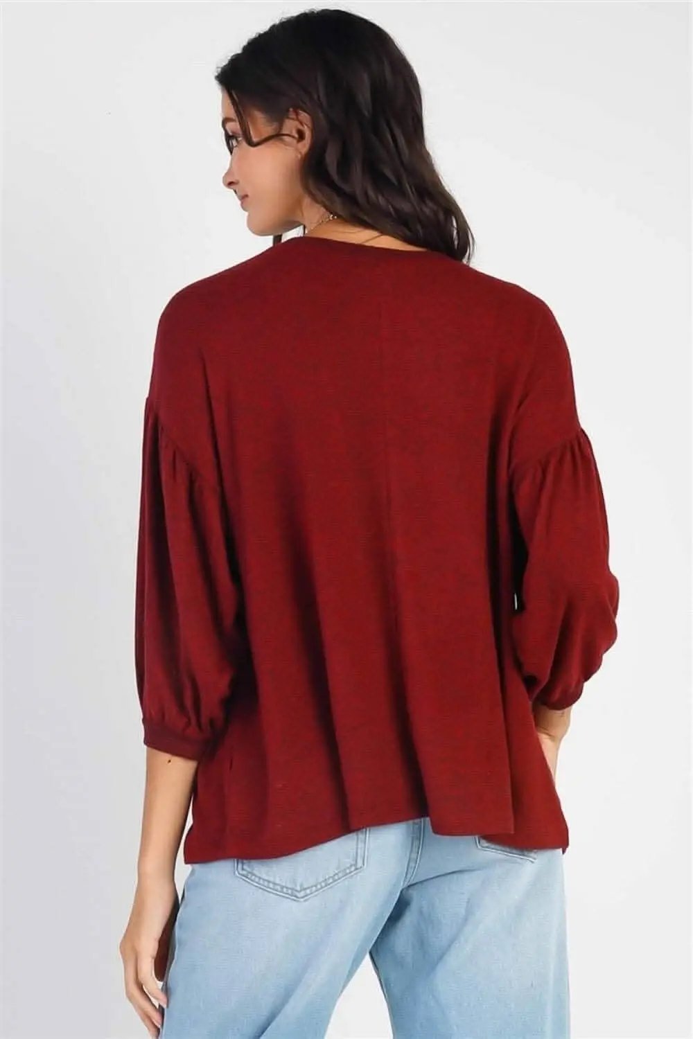 Love Salve Drop Shoulder Top Women's Casual Blouse Puff Sleeve Trendy