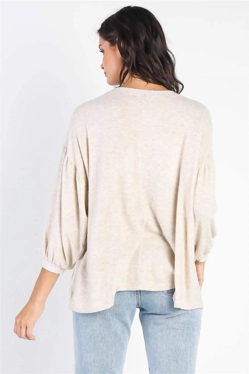 Love Salve Drop Shoulder Top Women's Casual Blouse Puff Sleeve Trendy