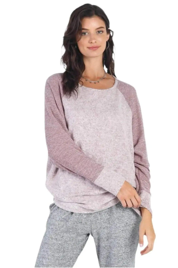 Love Salve Burgundy Top Women's Casual Long Sleeve Tee Soft, Versatile