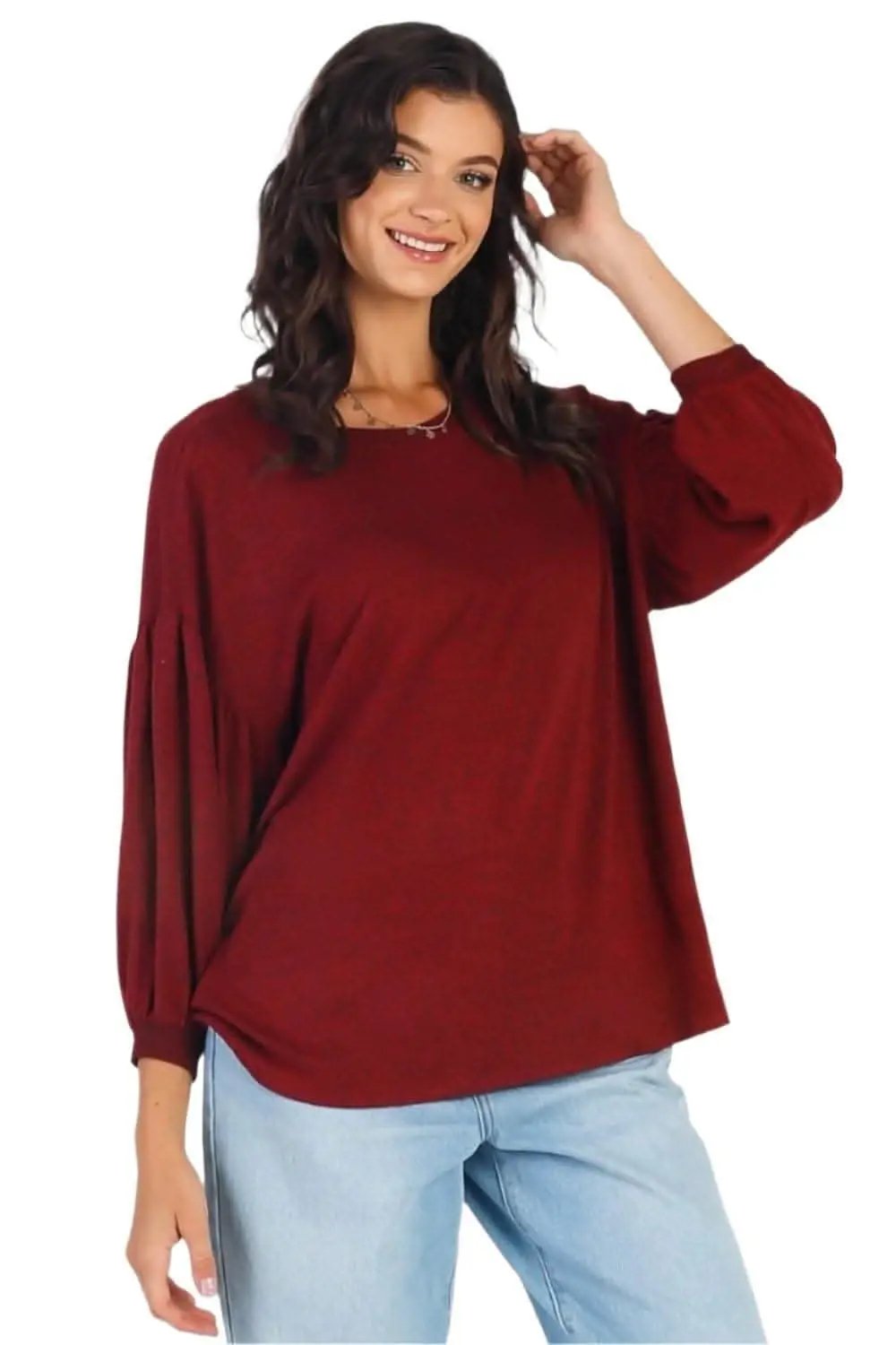 Love Salve Oatmeal Top Women's Casual Puff Sleeve Blouse Cute & Comfy