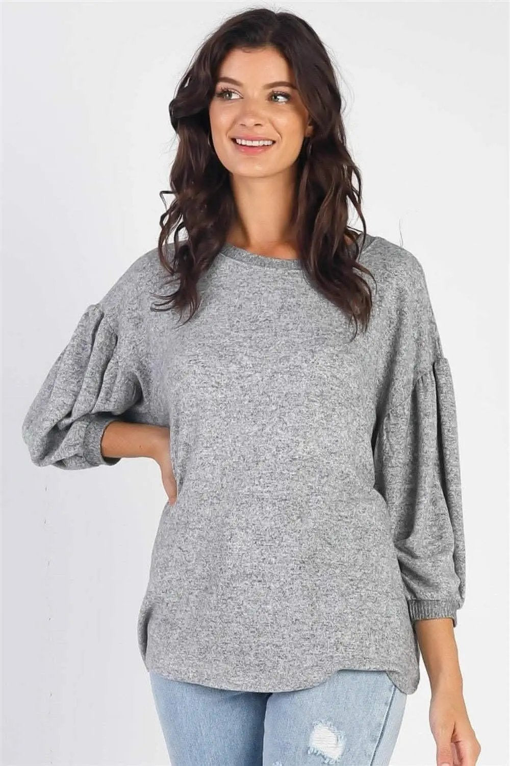 Love Salve Oatmeal Top Women's Casual Puff Sleeve Blouse Cute & Comfy