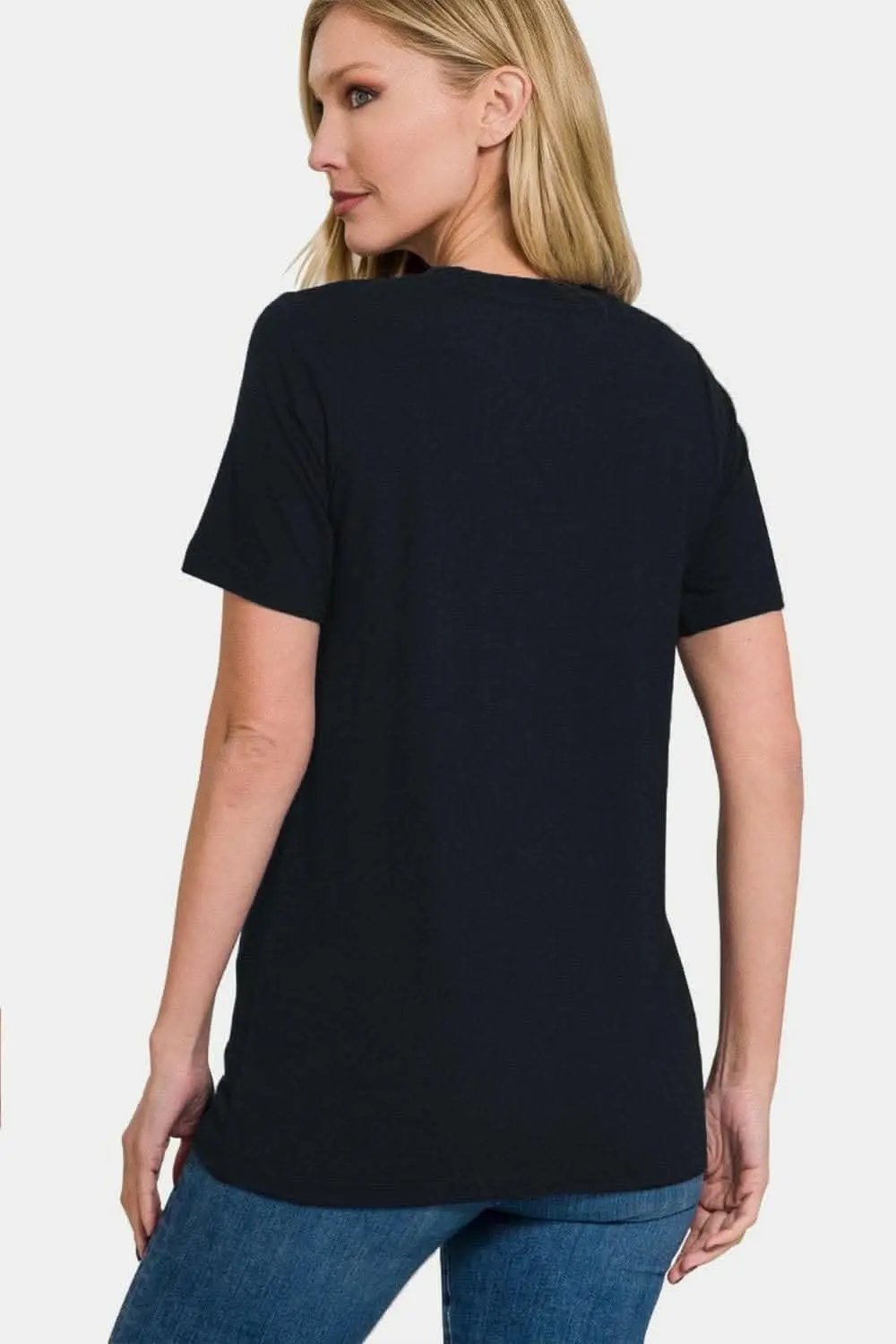 Love Salve Black Crew Tee Women's Everyday Basic T-Shirt Soft & Comfy