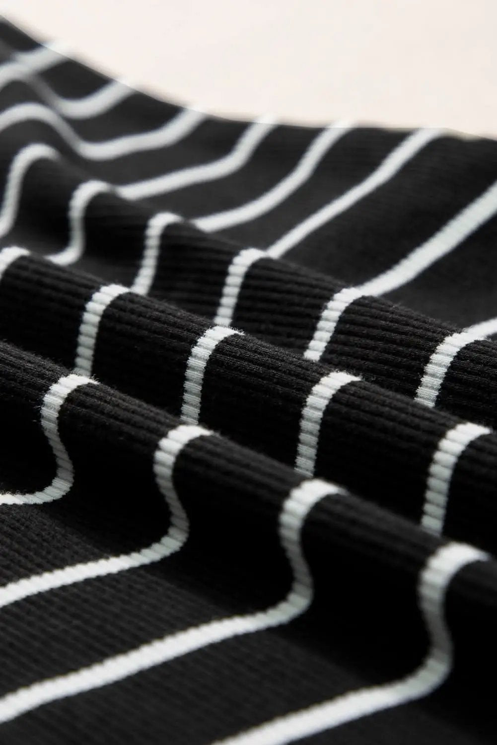 Love Salve Black Stripe Ribbed Knit Tank Mini Dress