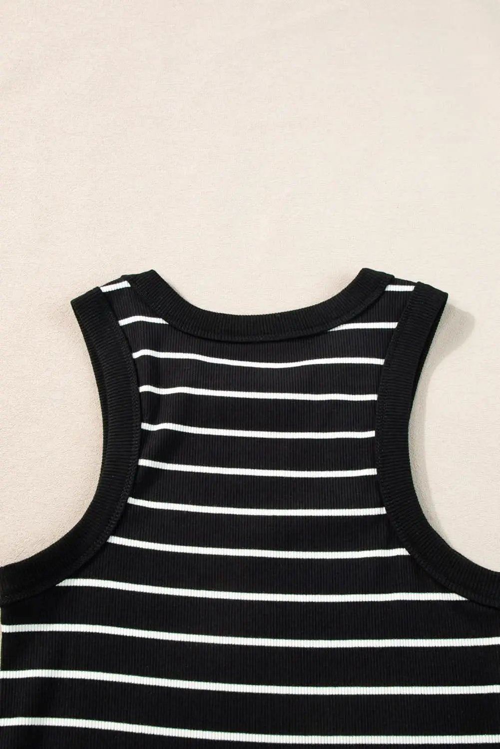 Love Salve Black Stripe Ribbed Knit Tank Mini Dress