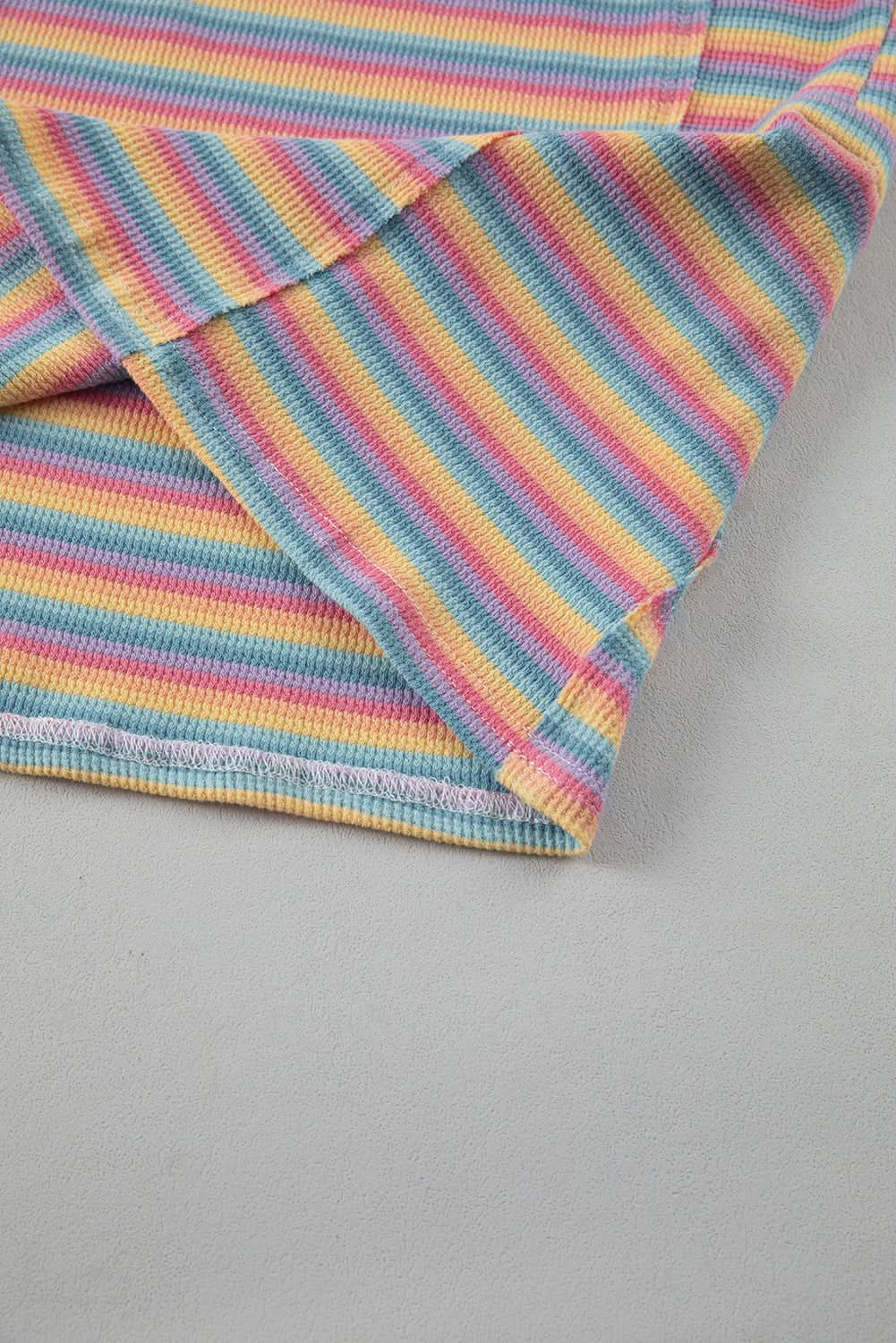 Love Salve Pink Striped Set Women's Daily Wear Outfit Cute Tassel Shorts