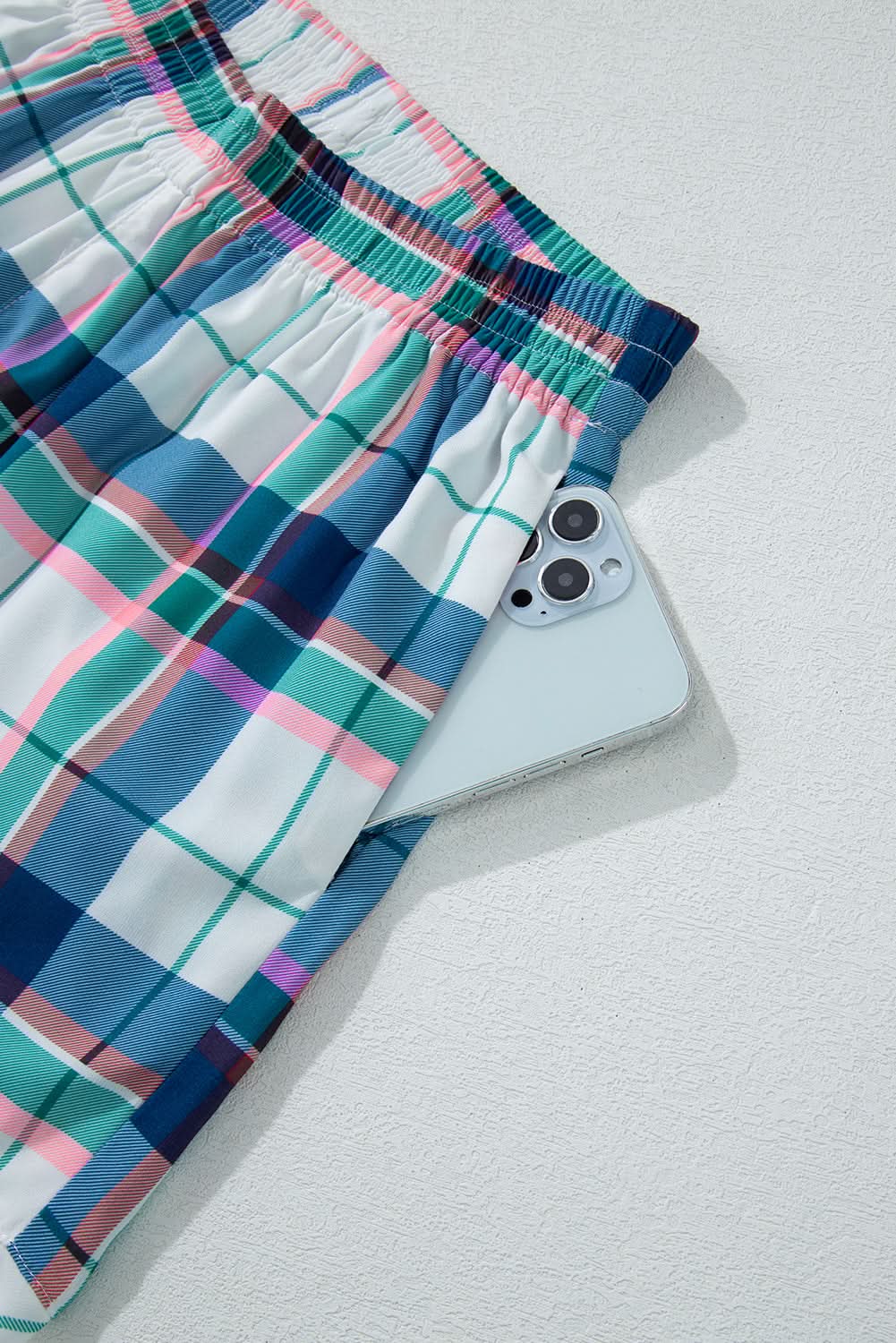 Love Salve Blue Plaid Loungewear Women's Pajama Set: Soft & Casual