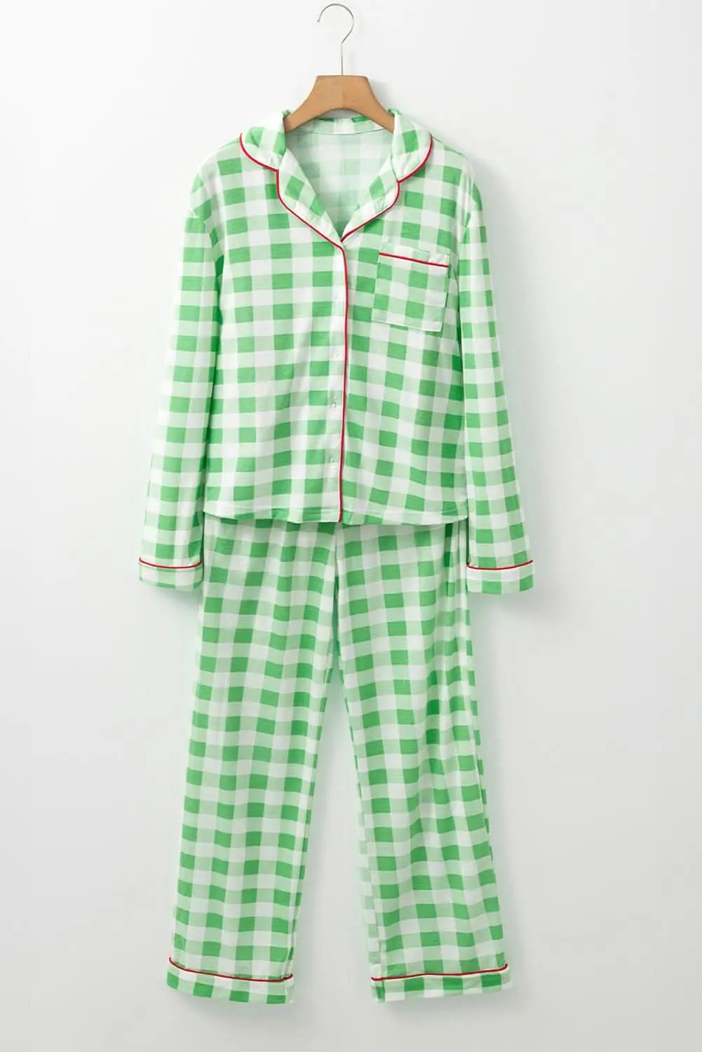 Love Salve Green Plaid Holiday Pajamas Women's Cozy Sleepwear Set - Festive & Soft