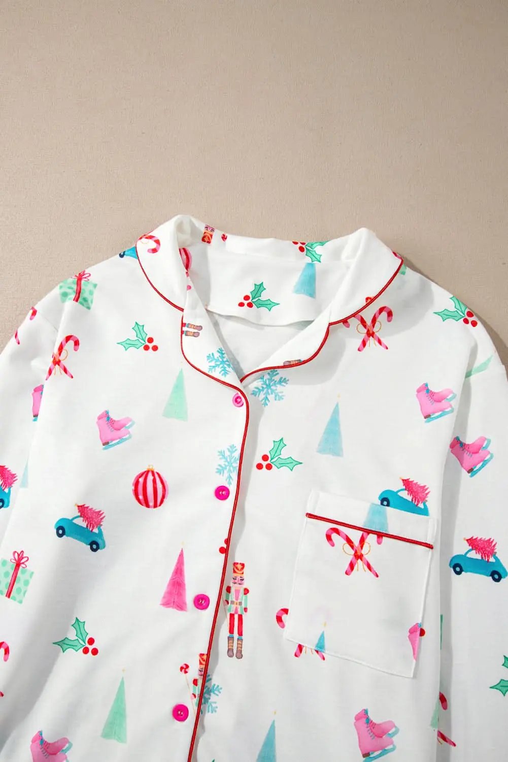 Love Salve White Christmas PJs Set Holiday Loungewear Women's Pajamas Soft, Festive